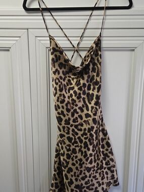 Zara Leopard-Print Slip Dress in Beige and Brown Tones